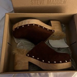 Cognac Suede Mule, Sz 6.5